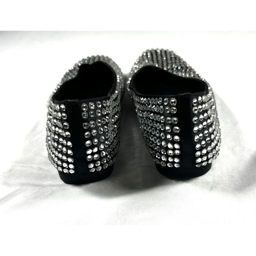 Steve Madden Matais Rhinestone Ballet Flats Black Crystal Square‎ Toe  8M